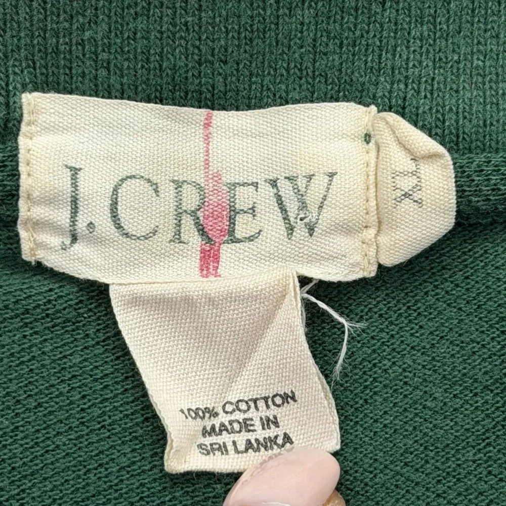 Vintage J.Crew Oarsman Polo Shirt Mens XL Green Long Sleeve Pique Cotton Solid